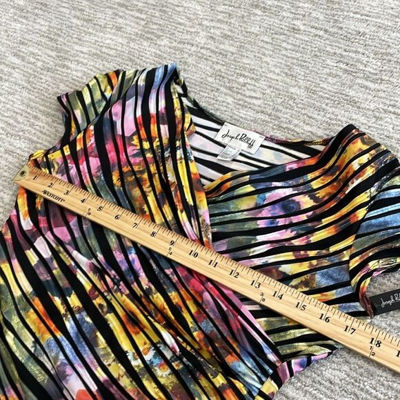 Joseph Ribcoff Floral Reversible Rainbow Pleated Dress Size 10 Colorful Bodycon - Picture 9 of 15